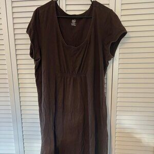 Duo Maternity Scoop Neck Brown Dress, Size 2x